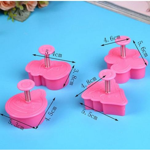 Fondant Plunger Cutter - Cetakan Fondant December Ornament (4pcs)