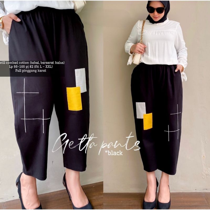 Getta pants katun twill best seller / celana panjang wanita jumbo