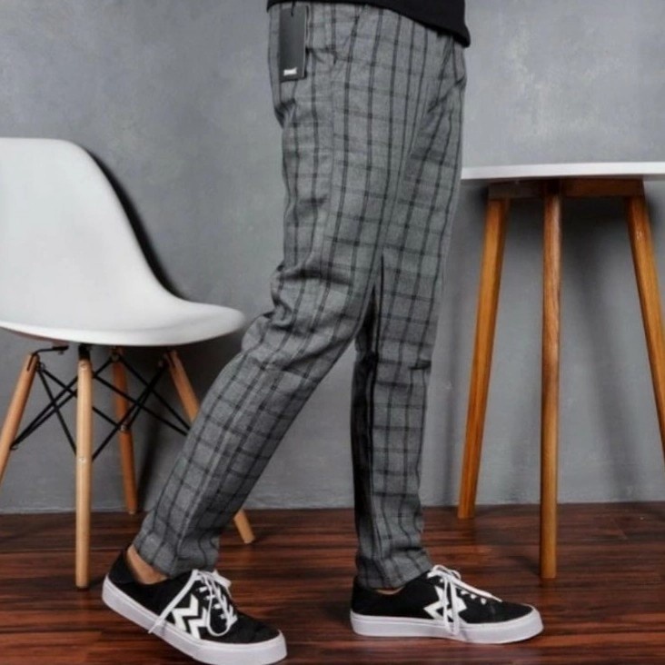 CELANA CHINO TARTAN PRIA ANKLE PANTS MOTIF KOTAK KOTAK WANITA PANJANG COWOK SALUR MODEL SLIMFIT KUALITAS PREMIUM