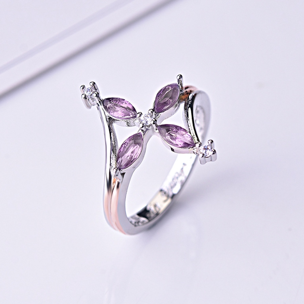 Hu Hu Hu Hu Hu Alat Bantu Pasang Kacamata♡ Cincin Wanita Bahan Tembaga Hias Amethyst Imitasi Warna Ganda Untuk Hadiah Valentinepesta