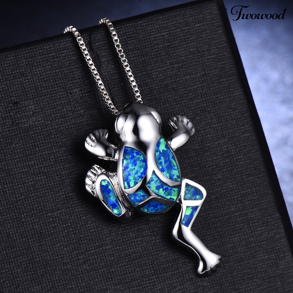 Twowood Women Necklace Frog Faux Gem Jewelry Lightweight All Match Long Lasting Pendant Necklace for Party