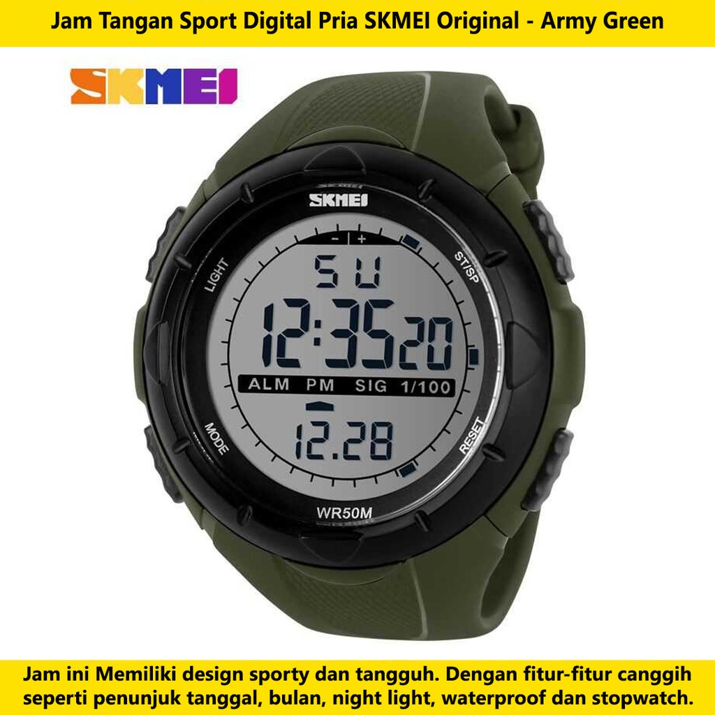 Jam Tangan Sport Digital Pria SKMEI Stylish Original - Army Green