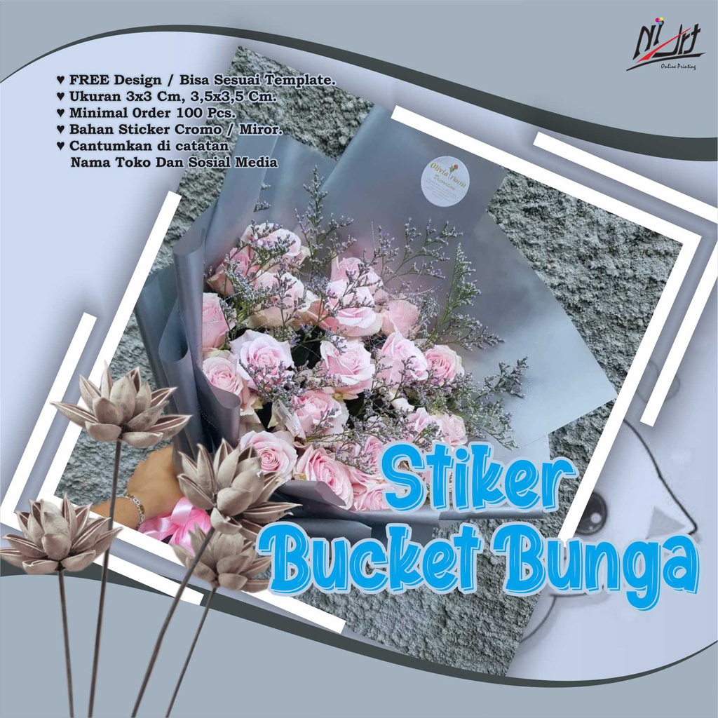 

Stiker Label Buket Custom Langsung Tempel Ukuran 3x3cm Dan 3,5x3,5cm