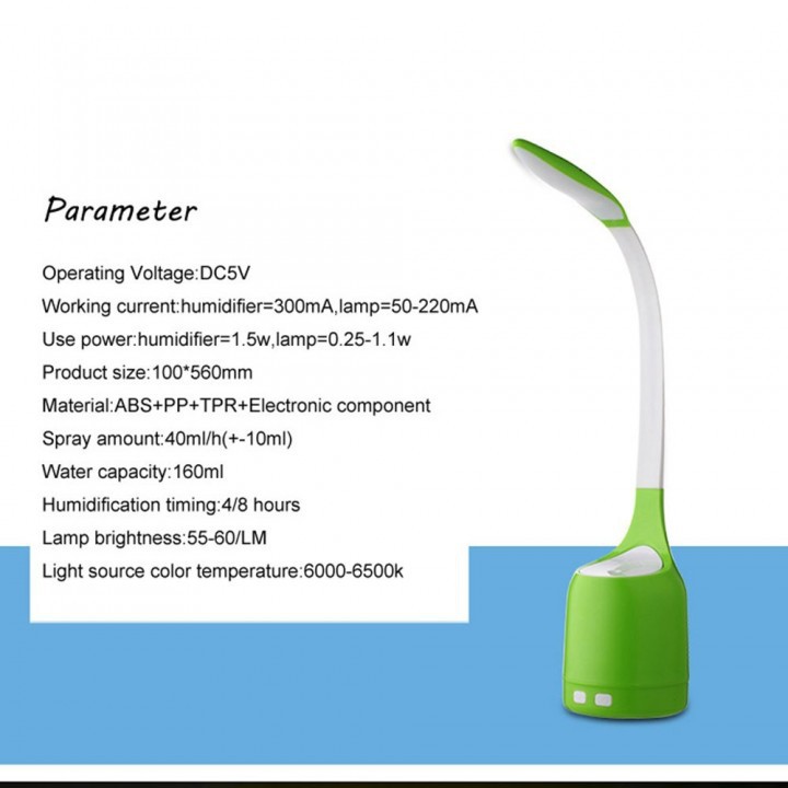 USB Portable Flexible LED Desk Lamp Humidifier - 3 Level Brightness - 160ml