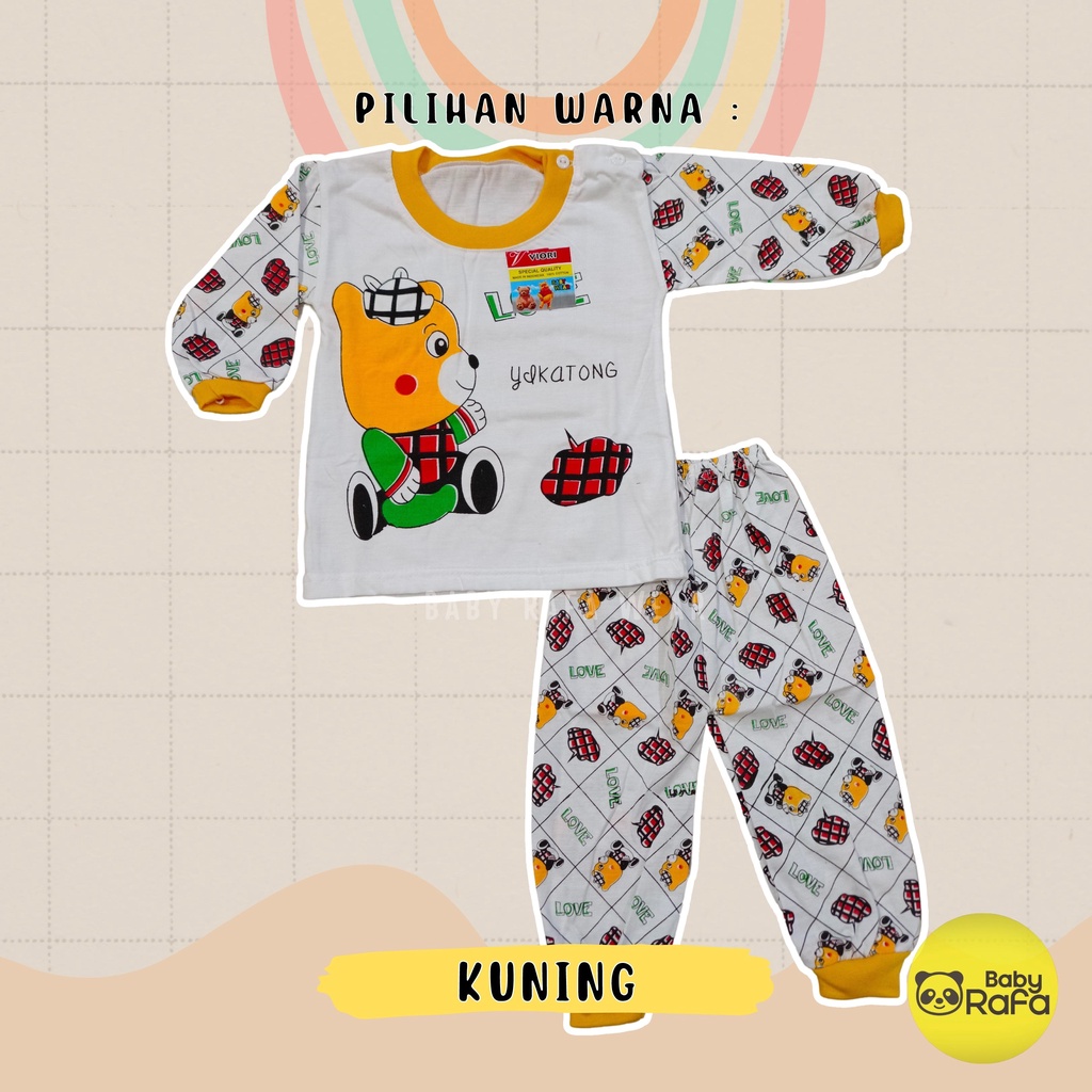 Setelan Piyama Baju Bayi Panjang 3 - 18 Bulan merk VIORI motif YAKATONG