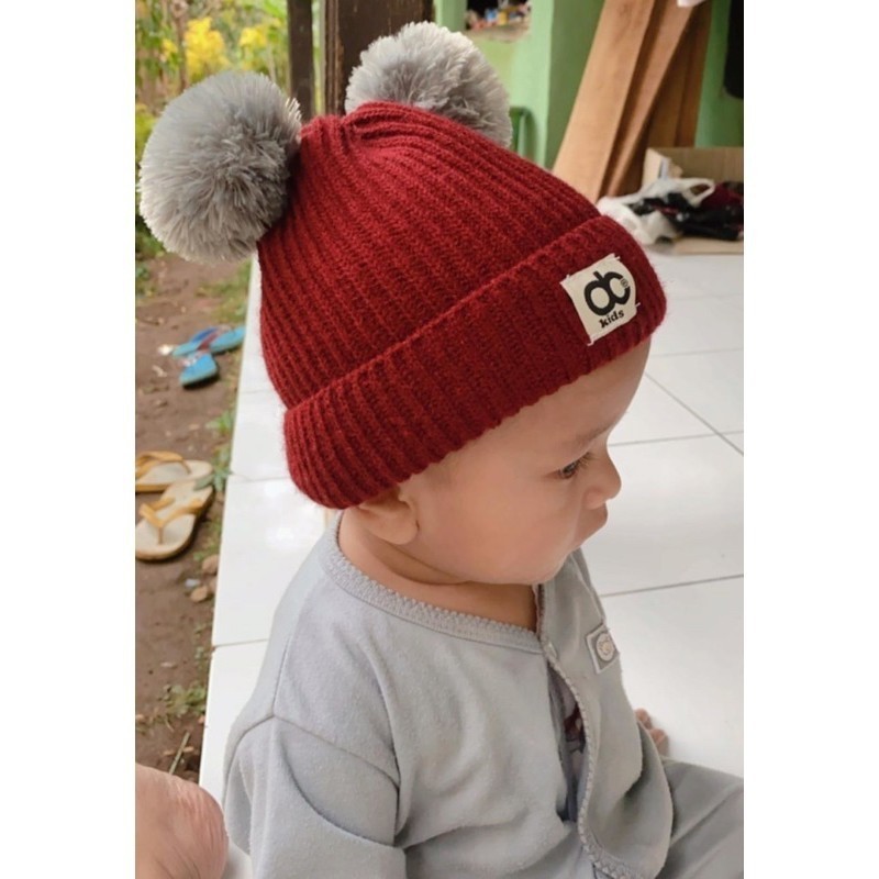 Kupluk Bayi Pom Pom ,Kupluk anak bisa laki laki perempuan Terbaru / kupluk anak RAJUT MODEL pom pom