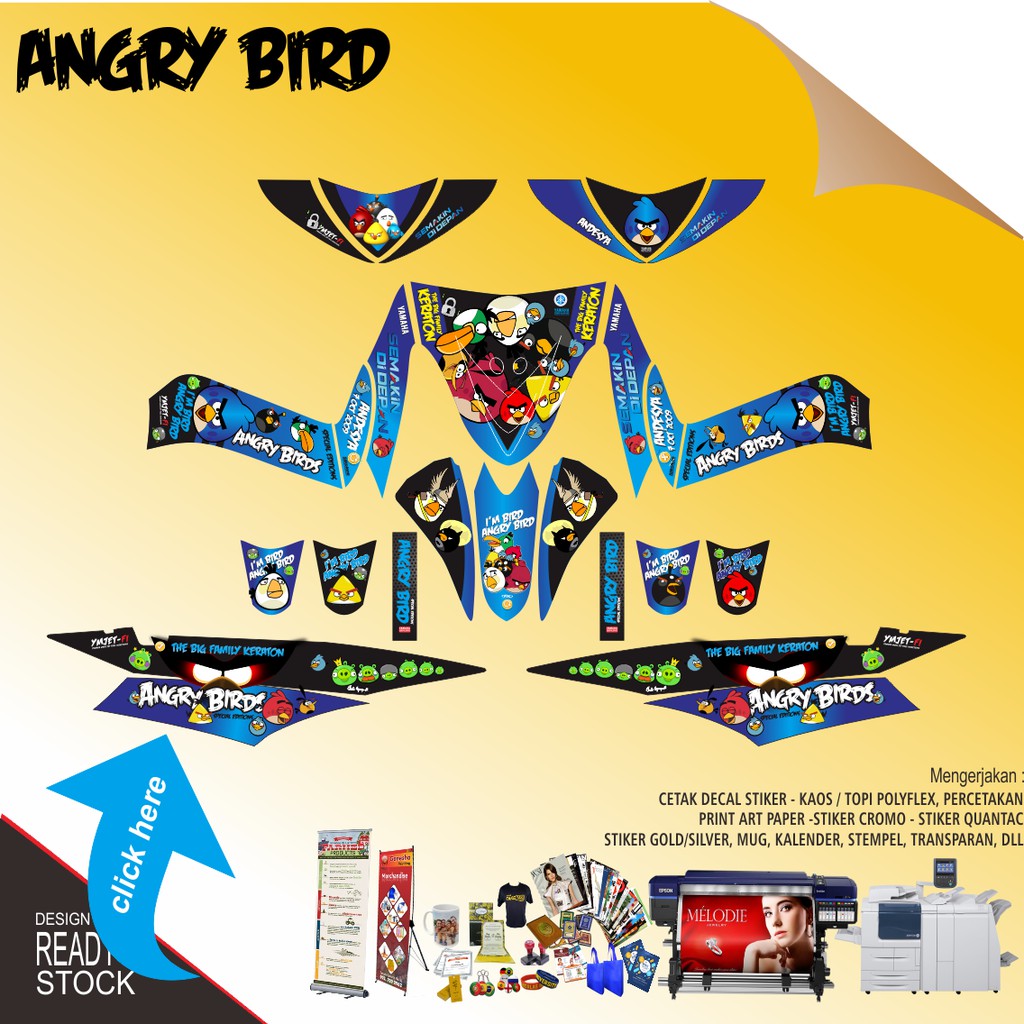 Sticker YAMAHA MIO SOUL ANGRY BIRD BIRU