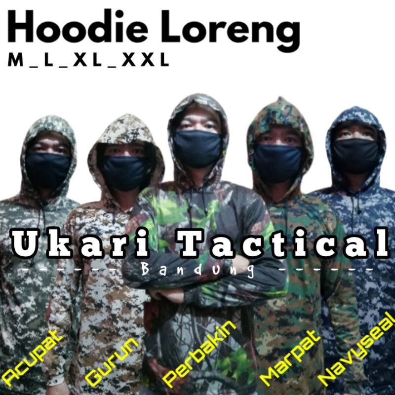 Kaos loreng hoodie tactical camo pria distro lengan panjang cowok army bandung