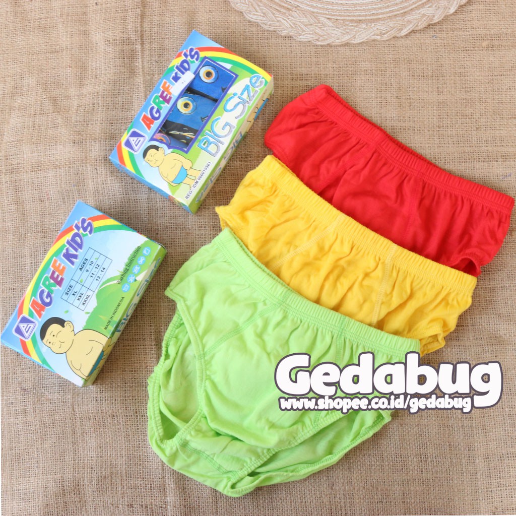 3 Pcs - Cd Anak Agree Kids AK B002 Big Size | Celana dalam anak motif sablon belakang | Gedabug