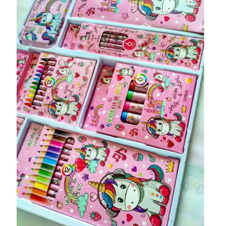 

[KODE MCFC9] Alat tulis set / Alat gambar set Pony / Unicorn / Spiderman / Cars / Frozen / dll lengkap