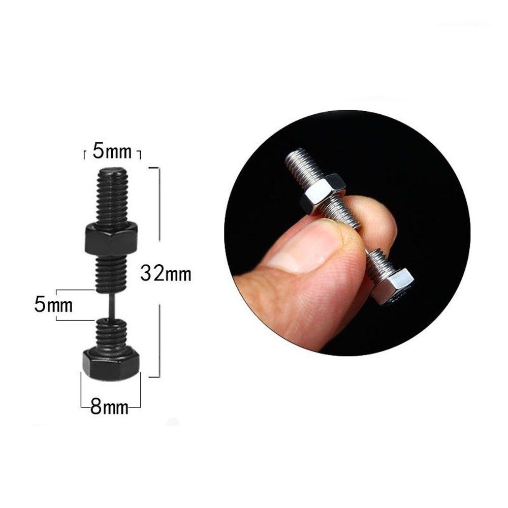 Agustinina Ear Studs Personality 1pasang Hadiah Sekrup Warna Hitam Silver Untuk Perhiasan Tindik Pria Wanita