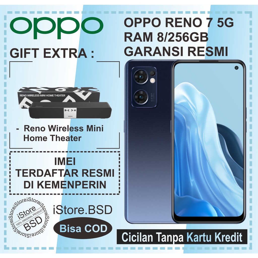 OPPO RENO 7 5G RAM 8/256GB | 65W SUPERVOOC CHARGE |  LASER DIRECT IMAGING DESIGN | GARANSI RESMI 1 TAHUN