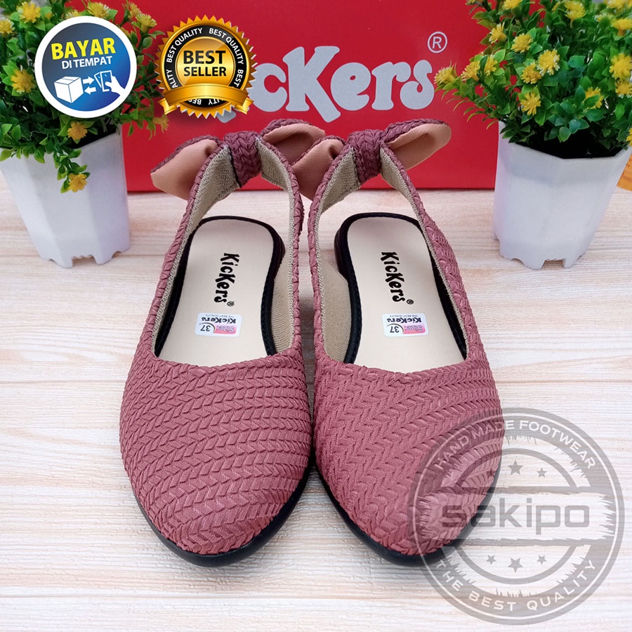 PROMO 1.1 SEPATU WANITA DEWASA BALET SLOP RAJUT PITA BELAKANG / SEPATU TRENDI SEKOLAH DAN KERJA / SAKIPO