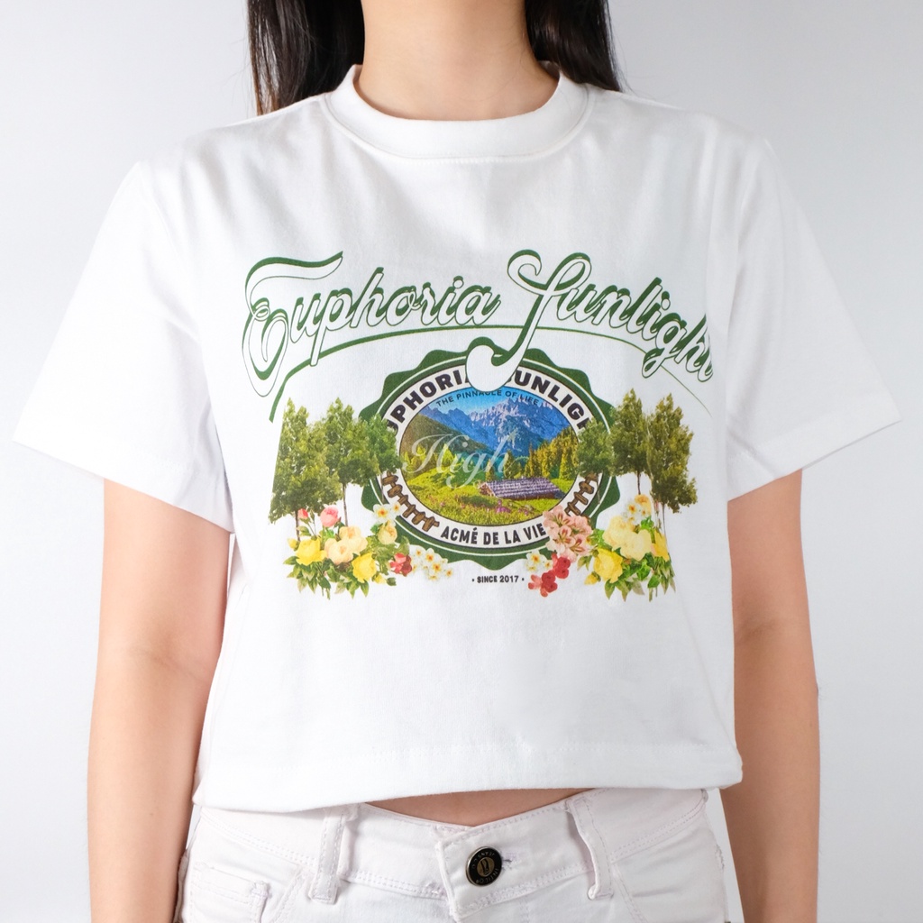 ADLV Greenery Artwork Cropped Tee White 100% Original