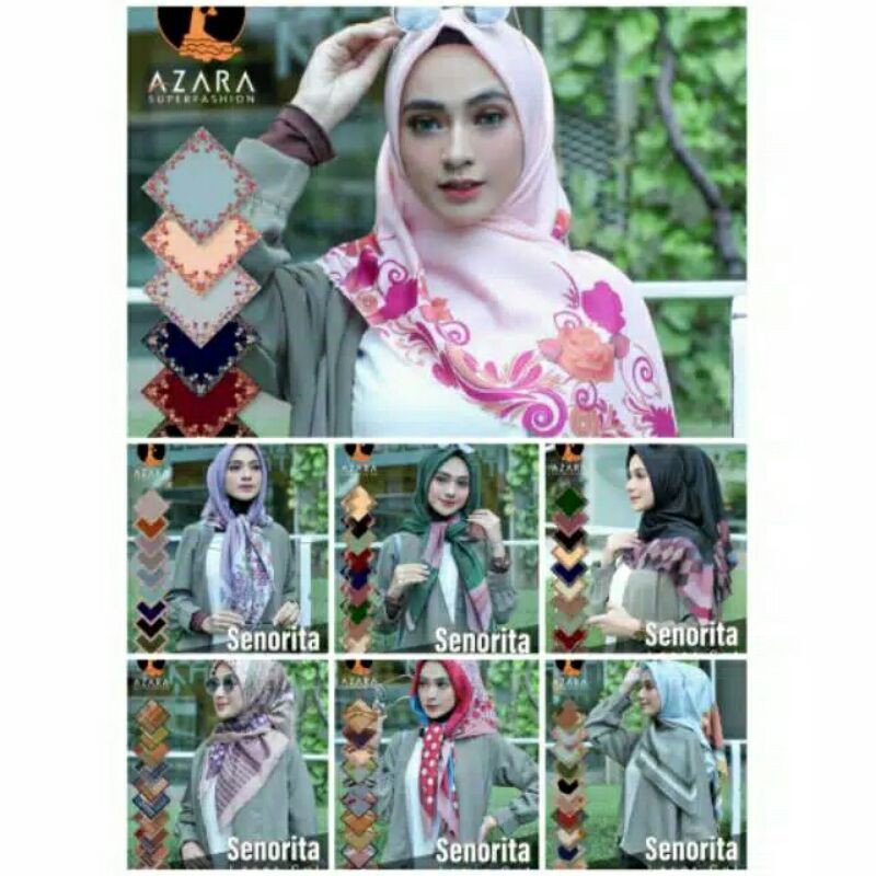 azara hijab motif bunga/hijab segi empat SENO RITA LASER/cute jilbab POLY COTTON kerudung