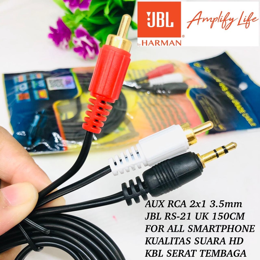 VIBOX RS21 KABEL RCA 1 TO 2 audio handphone ke speaker (1.5 &amp; 3METER ) AUDIO  - KABEL MERAH PUTIH TO AUX 3.5mm