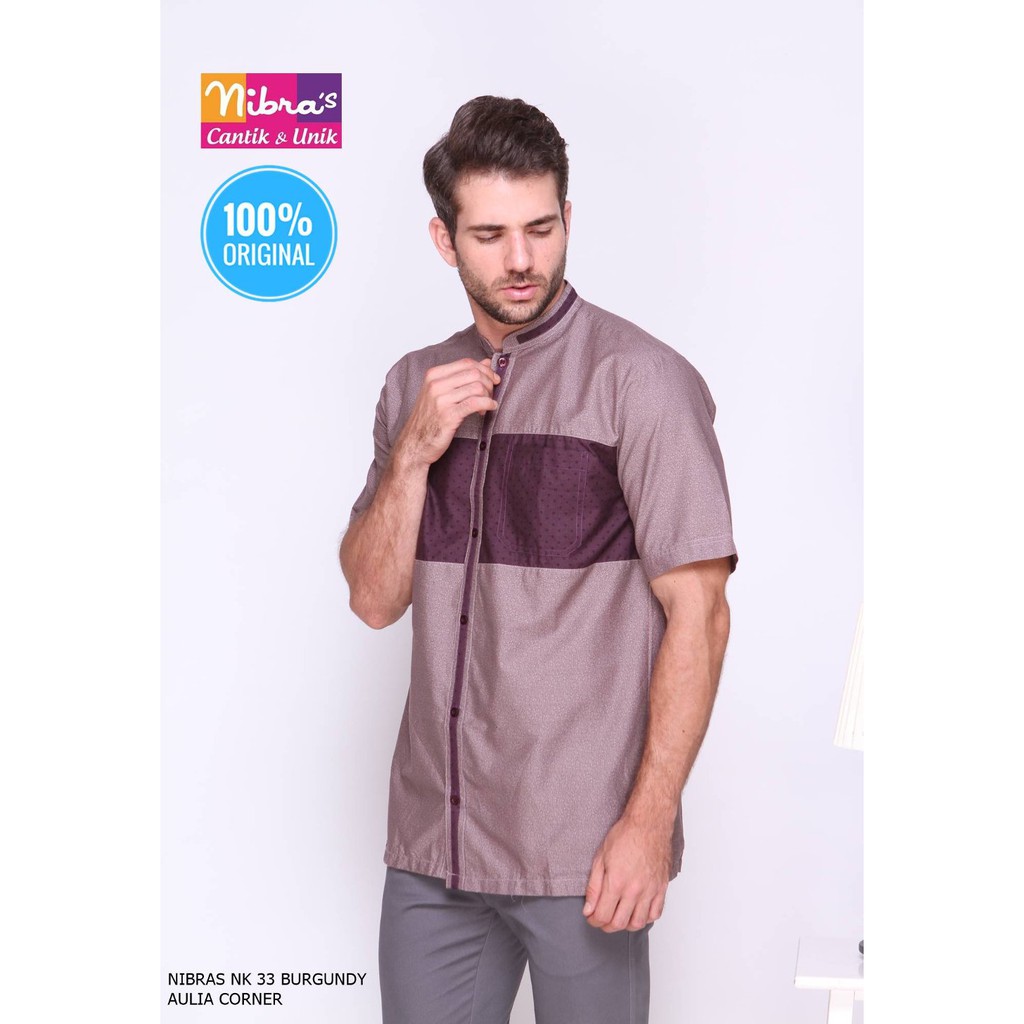 Busana Baju Koko Muslim Koko Terbaru Nibras Nk 33 Burgundy Original Desain Elegan