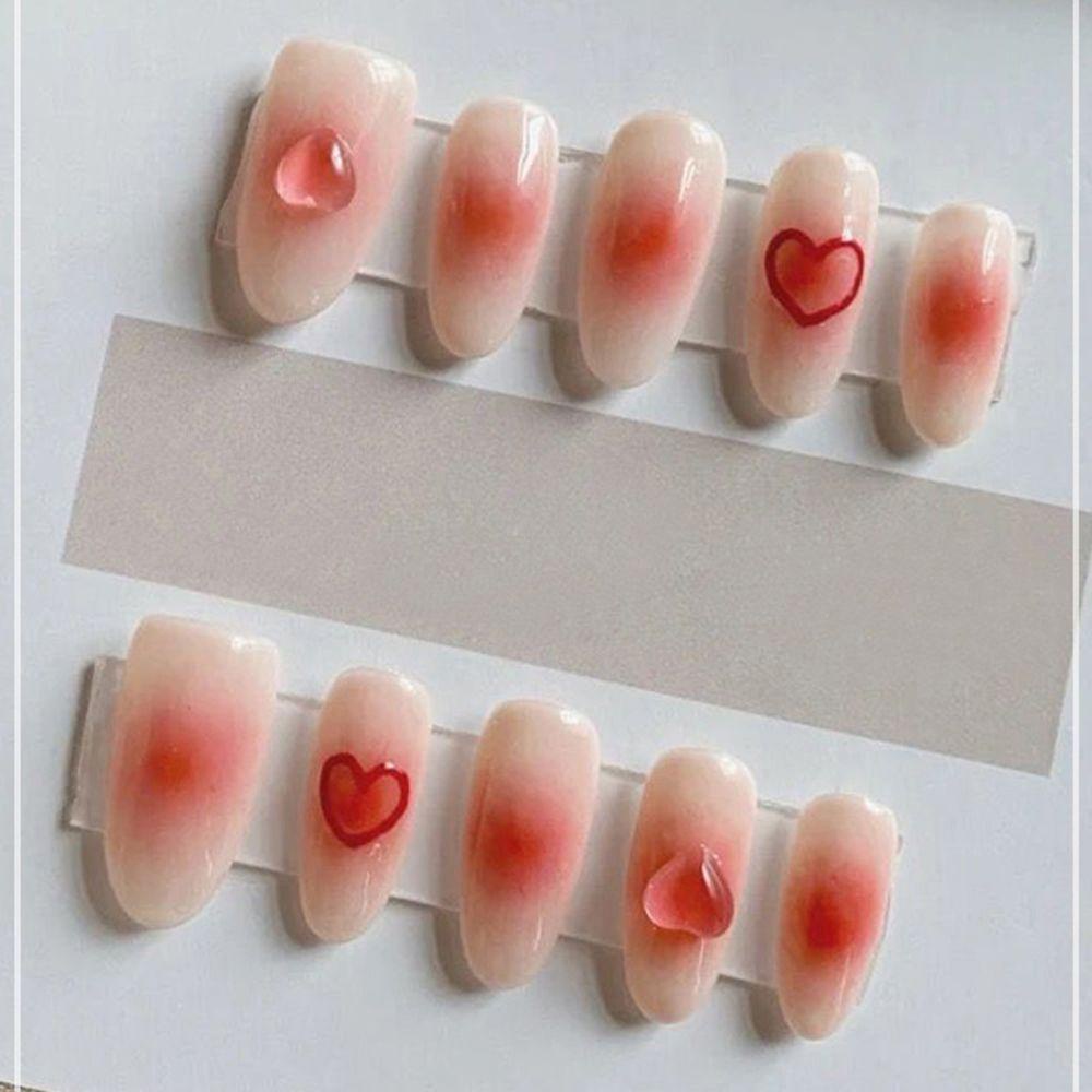 Mxbeauty Pesona Kuku Jantung Transparan Peach Heart 50pcs Cinta Hati Ornamen DIY Craft Nail Rhinestone Manicure Aksesoris