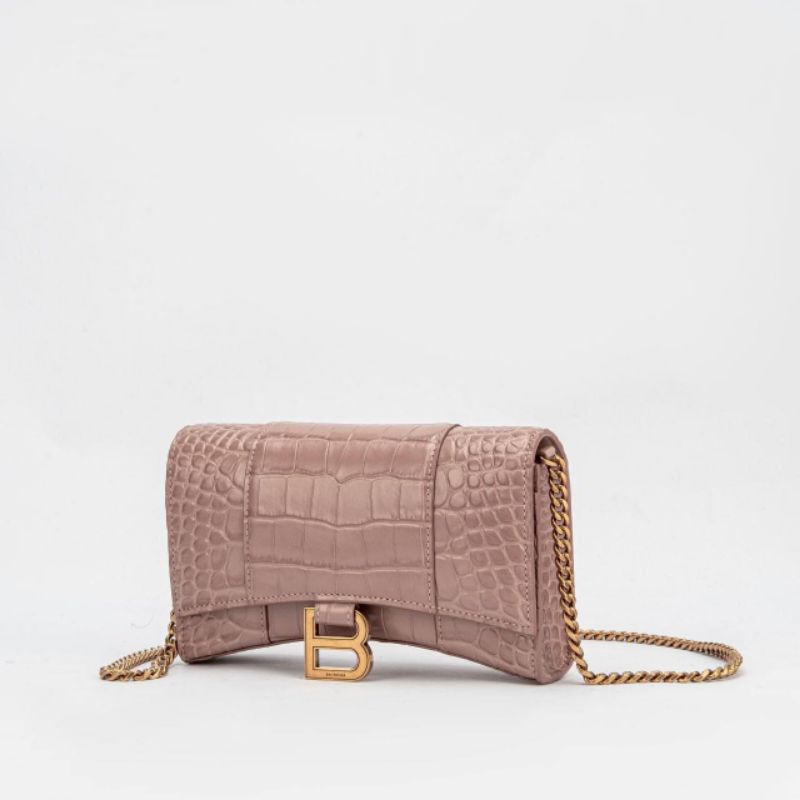 Balenciaga Hourglass Top Handdle Croco Small