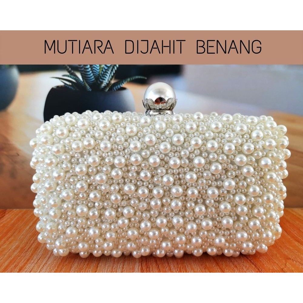 Tas Pesta Clutch Kondangan Wanita Mutiara Jahit Elegan Mewah Wisuda Import 702700 KLIKSISTA