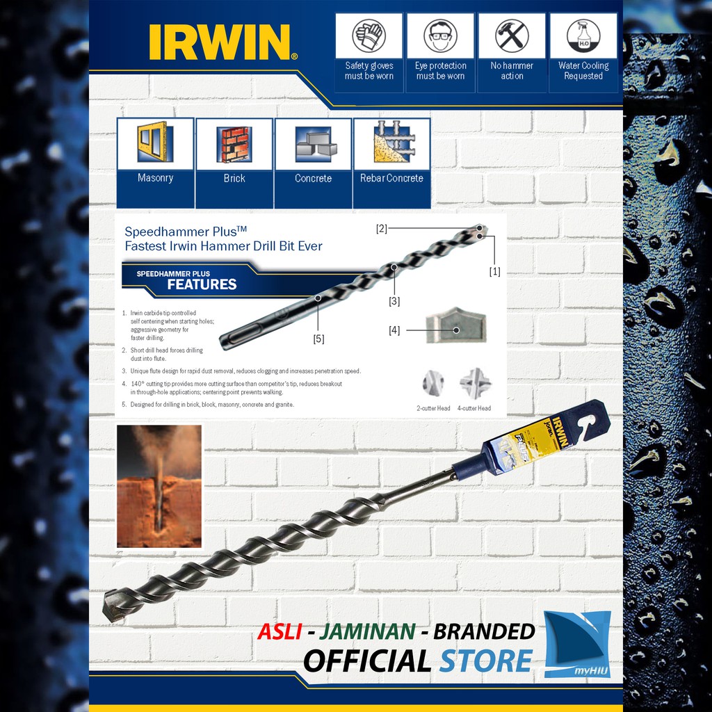 Mata Bor 5 ~ 8 mm Untuk Beton Keras, Batu Alam dan Granit - Speed Hammer Plus Drill Bits IRWIN