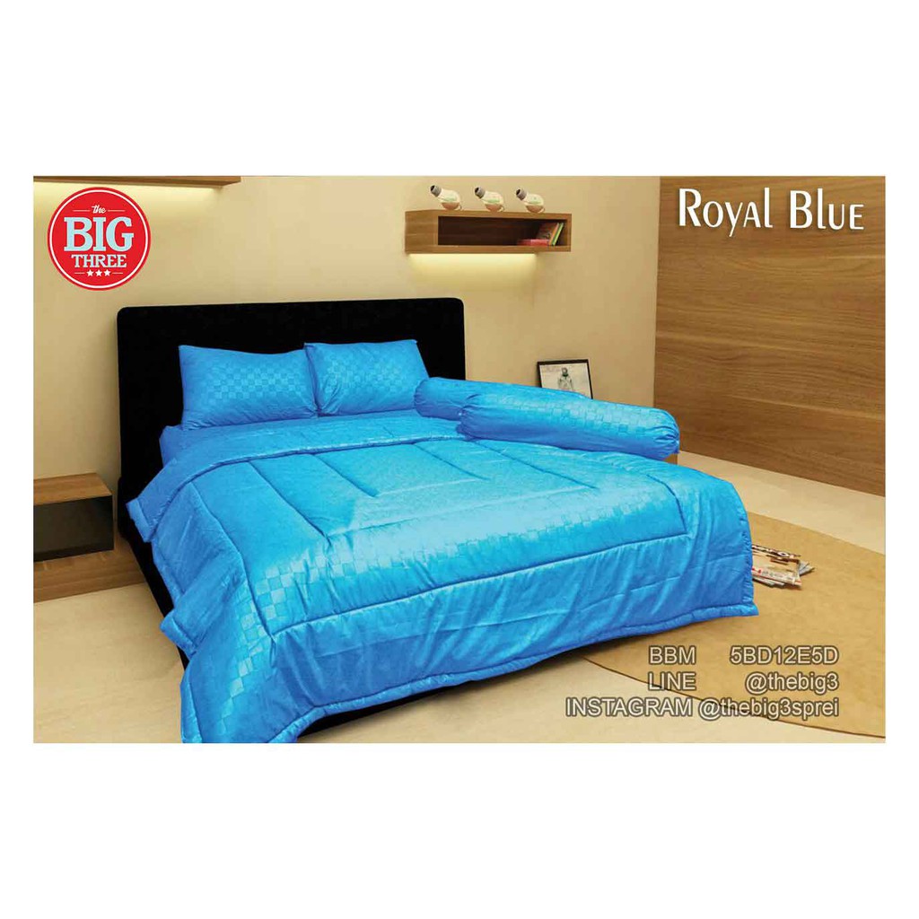 Set Bedcover + Sprei POLOS 180x200 Tinggi 30 Warna ROYAL BLUE - Biru merk ARABELLA Flat