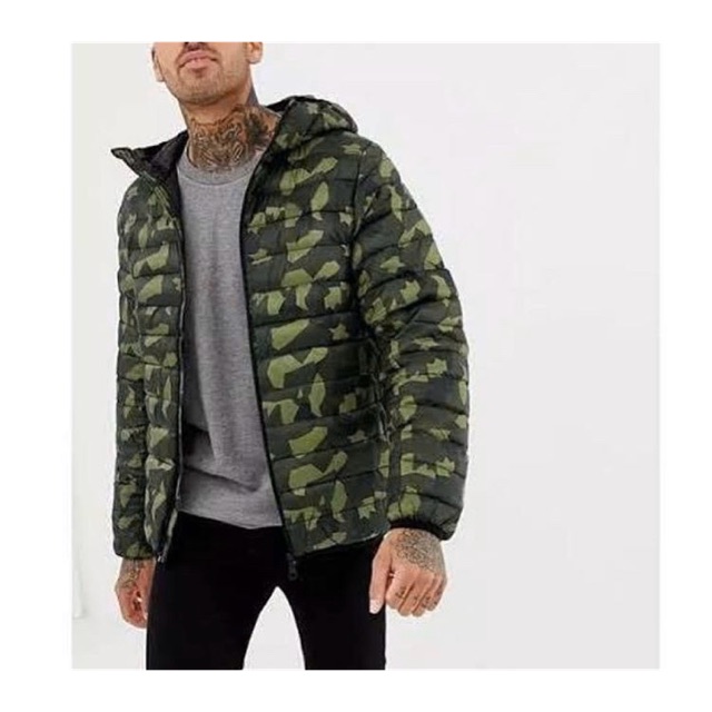 Pull And Bear Camo Lightweight Puffer Jacket Shopee Indonesia