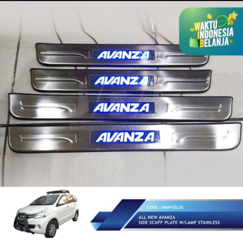 sillplate samping all new Avanza Xenia 2012- 2019 stainless with lamp jsl