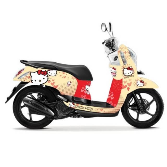 Decal Sticker Honda Scoopy Hello Kitty Cream Merah Request Desain