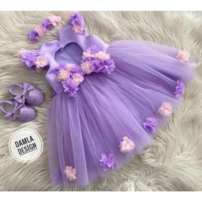 DRESS BAYI / GAUN PESTA ANAK / TUTU DRESS KIDS / GAUN UNGU ANAK / BAJU ULANG TAHUN / DRESS PENDEK