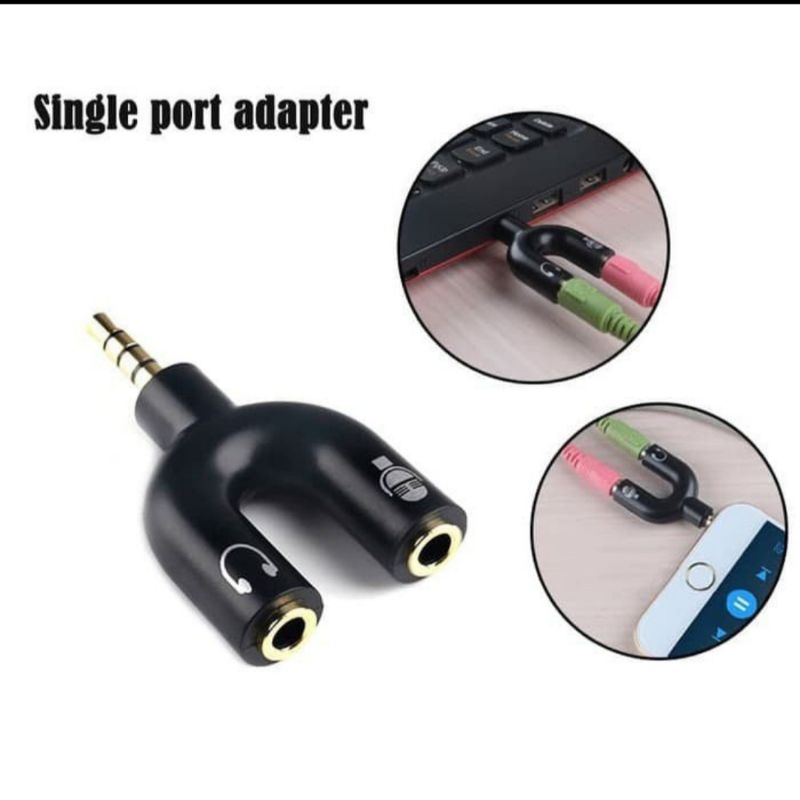 Audio Splitter U Shape 3.5mm 2 in 1 mic dan audio