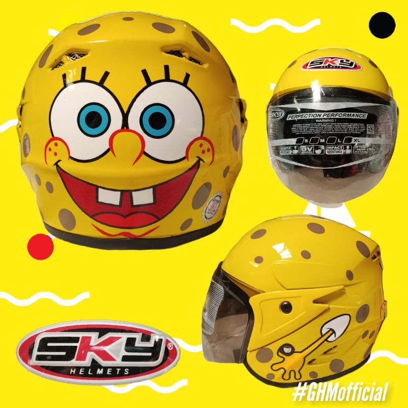 Jual helm anak karakter Spongebob udh SNI usia 3 sampai 7 thn Indonesia
