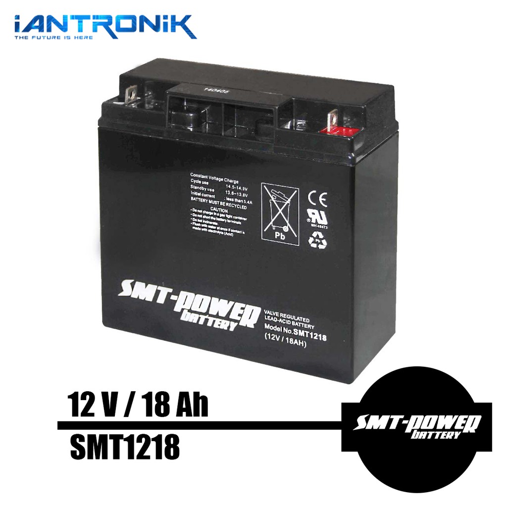 Battery Aki 12v 18ah SMT1218 VRLA Kering MF SLA Baterai UPS SMT-Power