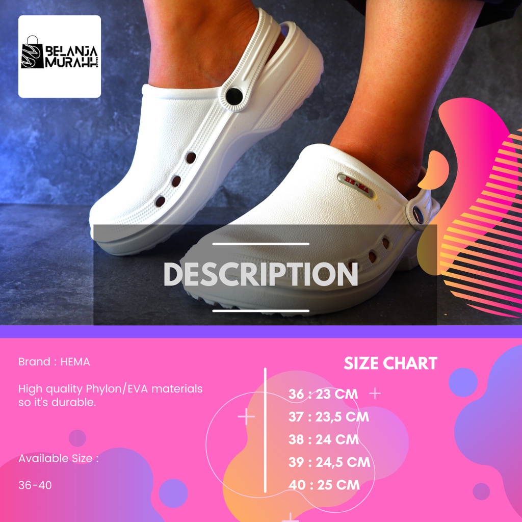 Sandal Sepatu Model CROCS Putih Sandal KODOK HE-MA Putih Sandal Baim Sendal PERAWAT/ Sandal MEDIS / BIDAN/ DOKTER / OPERASI / RUMAH SAKIT Putih Sandal Rumah Pria Wanita Size 36 S/d 44