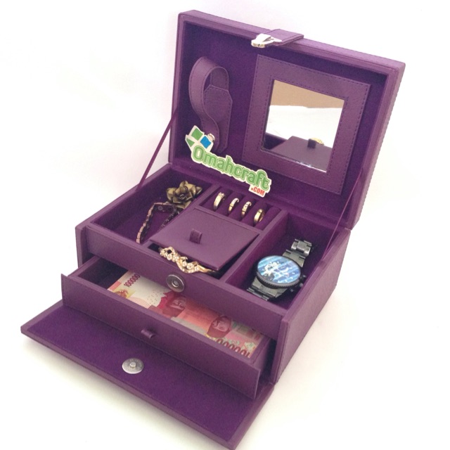 UNGU FULL - Kotak Emas Perhiasan Cincin Kalung Gelang / Jewelry Box Organizer