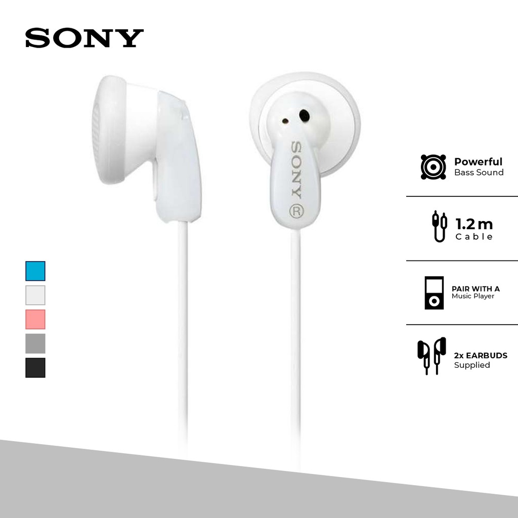 Earphone Sony MDR-E9LP Wire Headset Entry In-Ear No Microphone - White Earphone