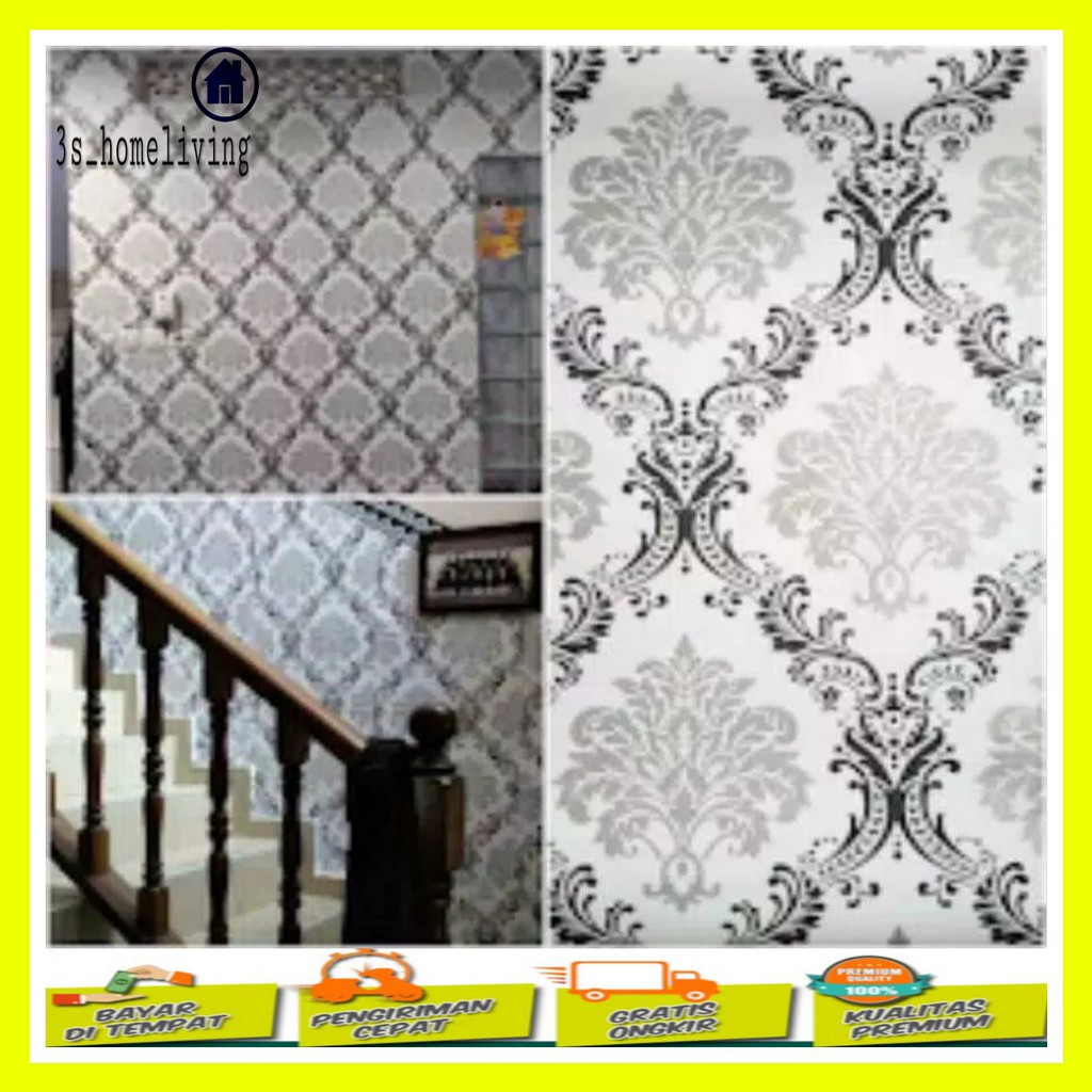 Wallpaper Dinding Batik Hitam Silver Wall Stiker Wallpaper Batik Silver