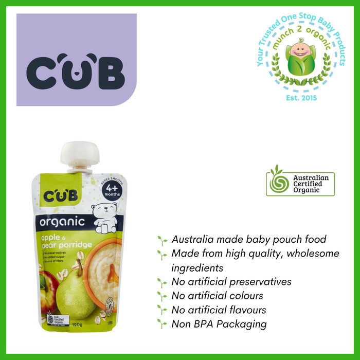 

ROMAN CUB ORGANIC PF APPLE AND PEAR PORRIDGE 4M+ 120G