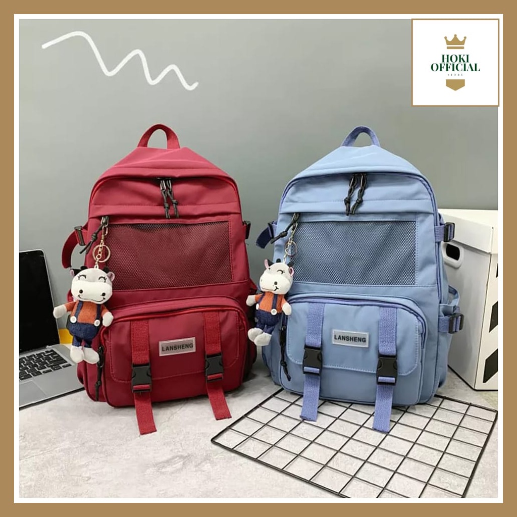 [COD] Ransel Korean Style Pastel Series Tas Sekolah Wanita Pria SMP SMA Kuliah Stylish Kapasitas Besar HokiOfficial