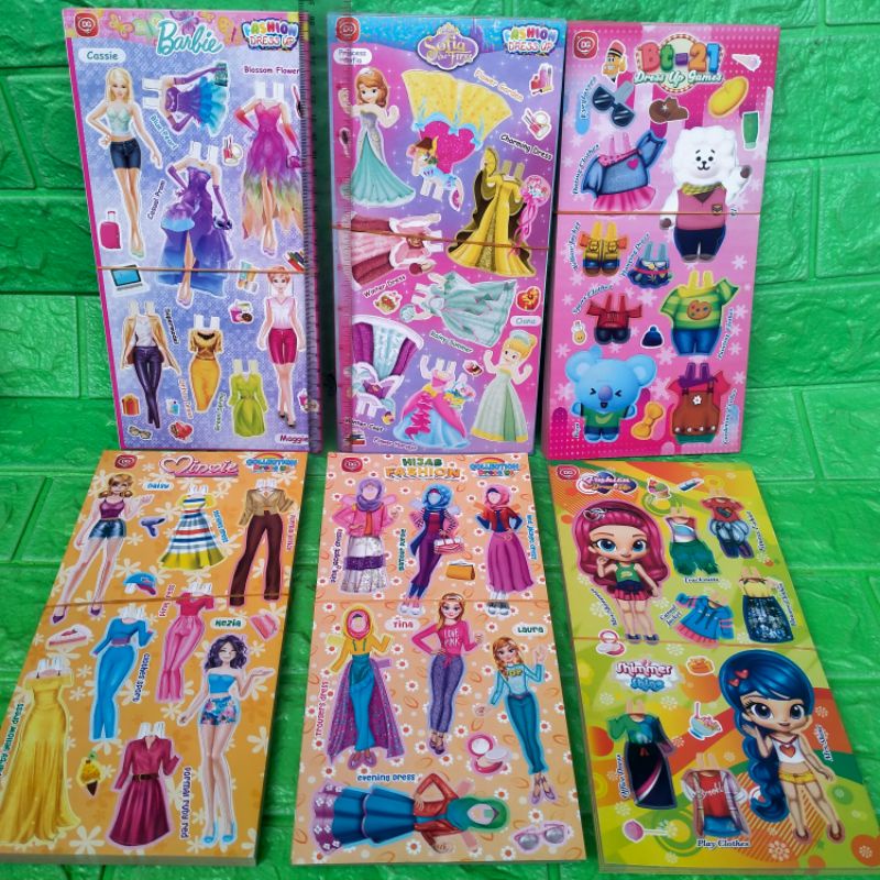 10 Lembar Mainan Baju Bajuan Kertas 13X26CM BP Bongkar Pasang Jadul Motorik Sensory Gambar Kartun Ba