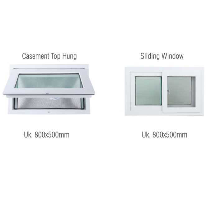 HOFFEN Jendela dan Pintu Rumah Sliding, Swing, Buka Tutup Bahan UPVC Exterior 800x500