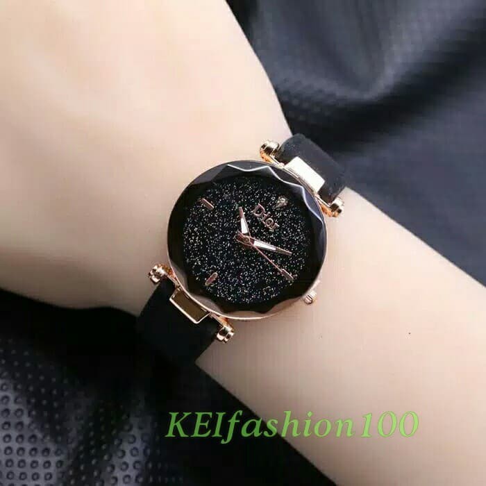 PROMO JAM TANGAN CEWEK DIOR KULIT KACA BELIMBING - Merah