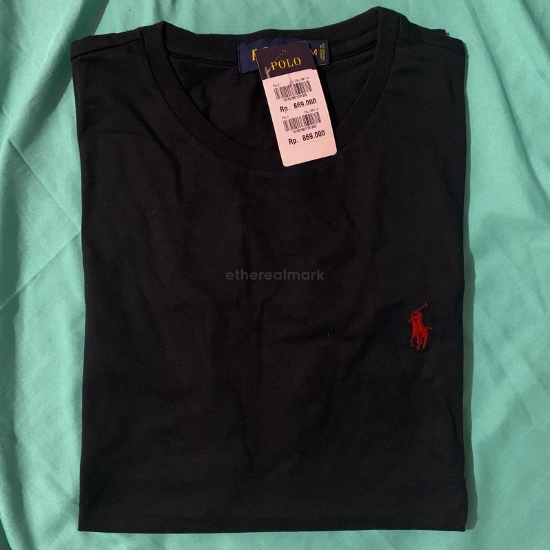 [ready] polo ralph lauren classic crewneck tshirt black original (kaos mark nct)