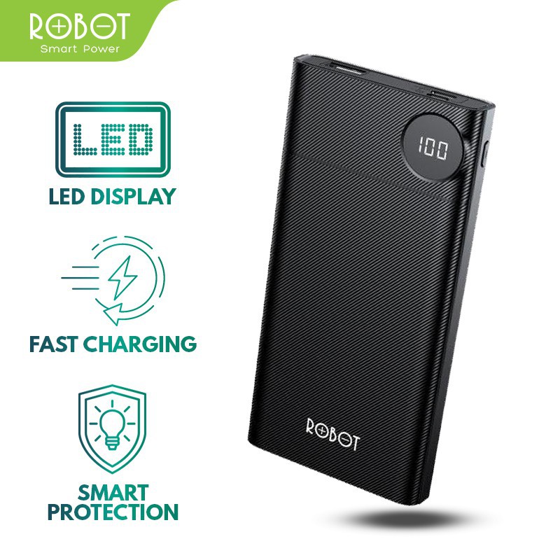 POWERBANK ROBOT RT190 DUAL INPUT 10000 MAH LED DISPLAY INDICATOR GARANSI RESMI ROBOT