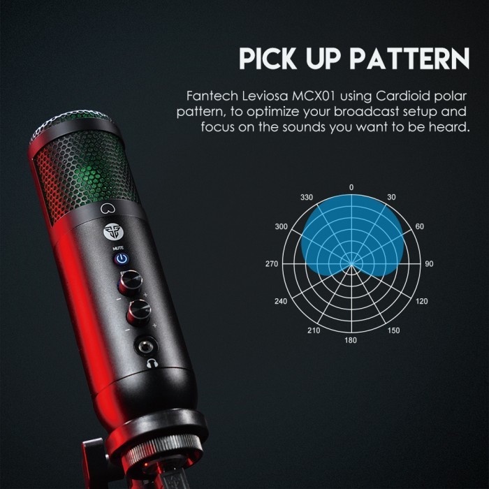 Mic Fantech Leviosa MCX01 Microphone RGB Condenser USB Lighting Effect