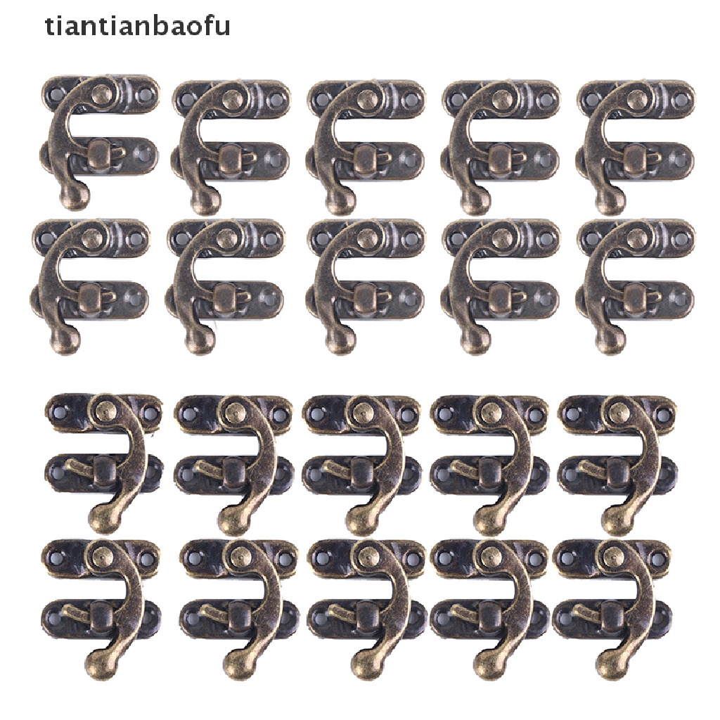 [tiantianbaofu] Small Silver Hasp Latch Chest Lock Jewellery Wine Wooden Box Craft Hook + Screws Boutique