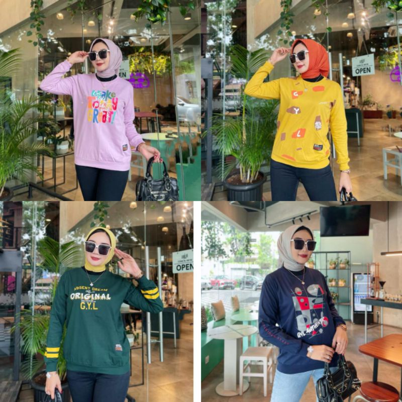 blous wanita ATASAN WANITA LENGAN PANJANG TERBARUU kaos wanita  lengan panjang  basic cattoon comban