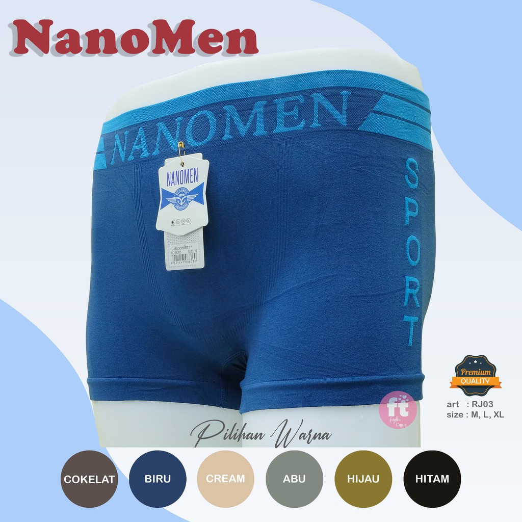 NANOMEN | Celana Dalam Boxer Pria / BAHAN RAJUT SEAMLESS / LEMBUT DAN ADEM / art NM RJ07