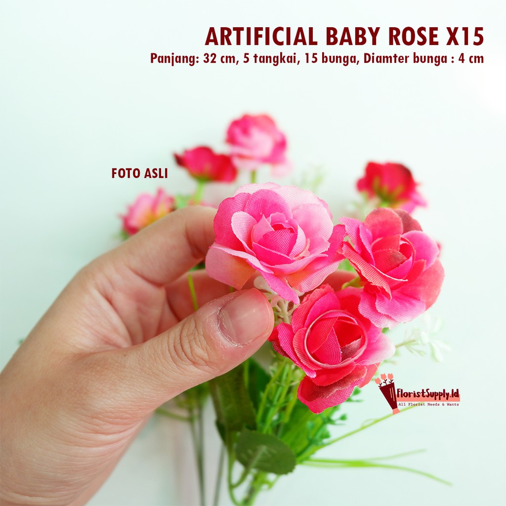 [15 bunga] Artificial Baby Rose X15 / Bunga Mawar Plastik Palsu