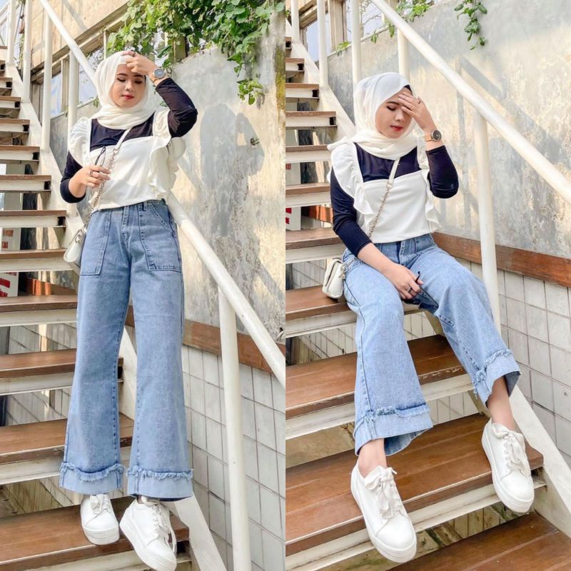 MDLV ~ Celana Jeans Kulot Allice Rollup Celana Jeans Panjang wanita Good Quality Celana Jeans Cewek best Seller Fashion Wanita